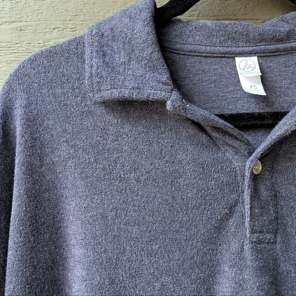 Alternative Apparel Navy Blue Terry Cloth Long Sleeve Polo Shirt XS - Picture 3 of 7